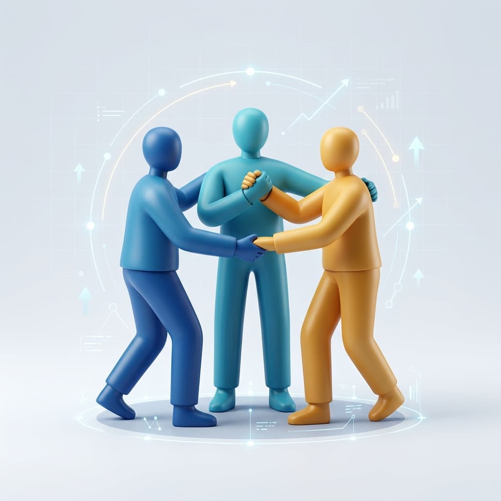 Ilustracion de cooperativas con apoyo de inteligencia artificial